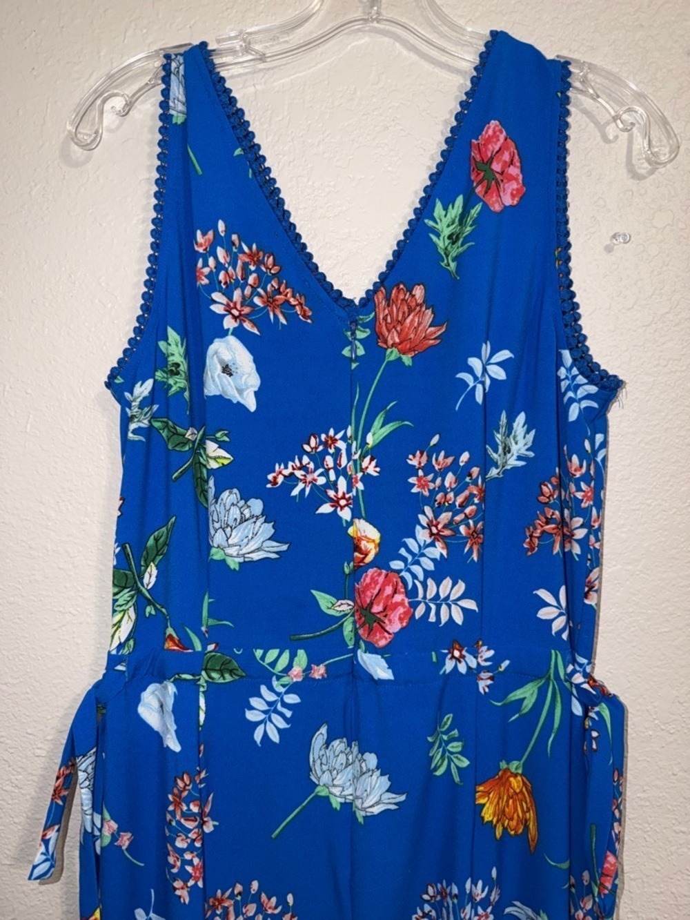 Sleeveless v neck tropical romper jumpsuit tropical resort vacation Hawaiian - Picture 4 of 9